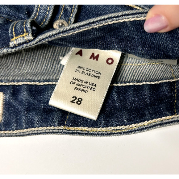 AMO Cropped High Rise Babe Jeans with Red Piping Women's 28 Statement Denim - Picture 5 of 9